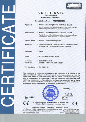 Cantilever Gate CE Certificate
